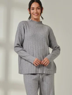 Mockneck Pocket Knit Jumper, Dove Heather