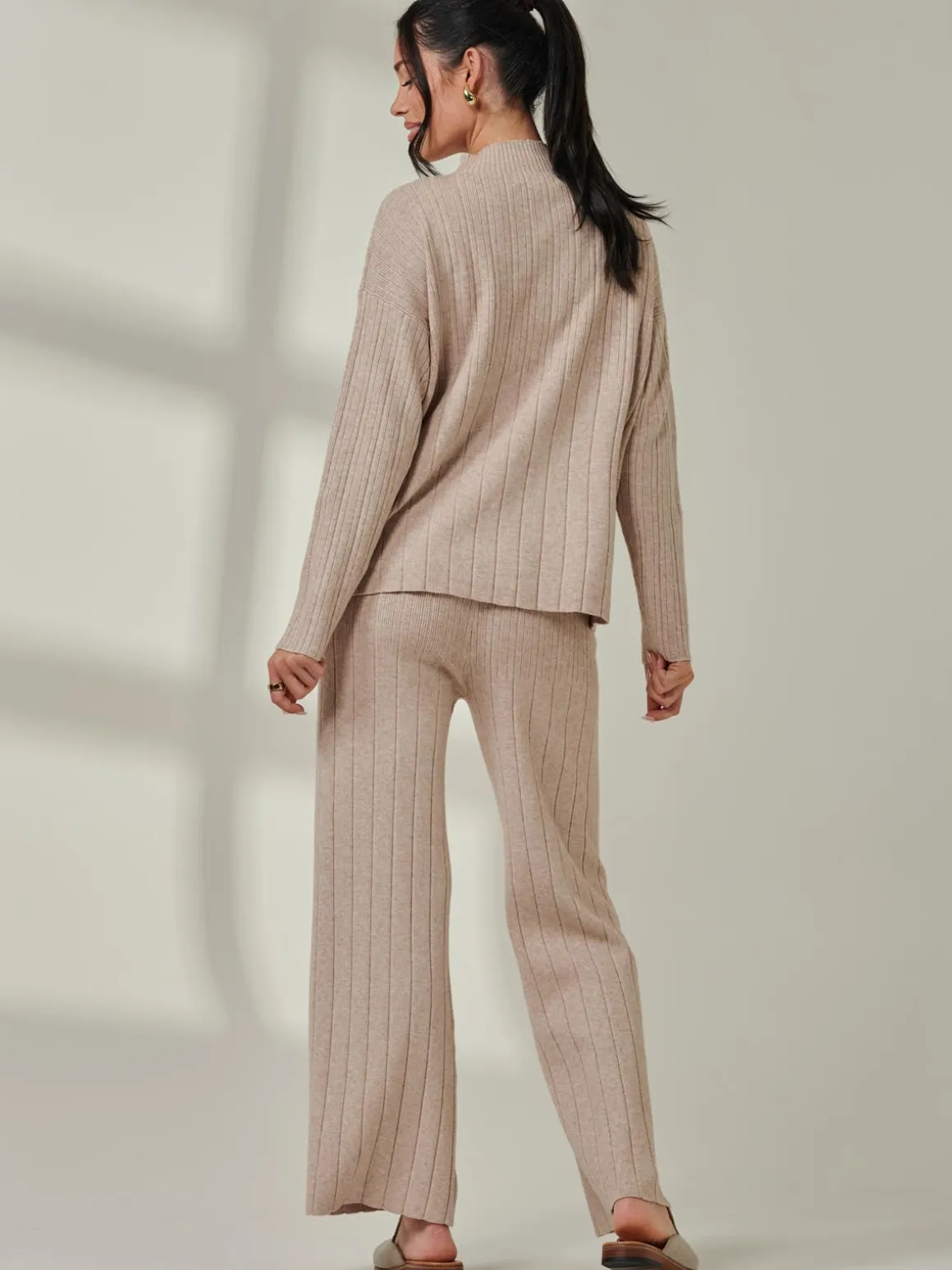 Mockneck Pocket Knit Jumper, Mink Heather