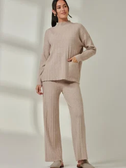 Mockneck Pocket Knit Jumper, Mink Heather