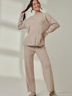 Mockneck Pocket Knit Jumper, Mink Heather