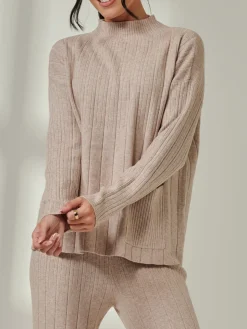 Mockneck Pocket Knit Jumper, Mink Heather