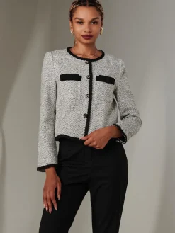 Monochrome Tweed Contrast Jacket