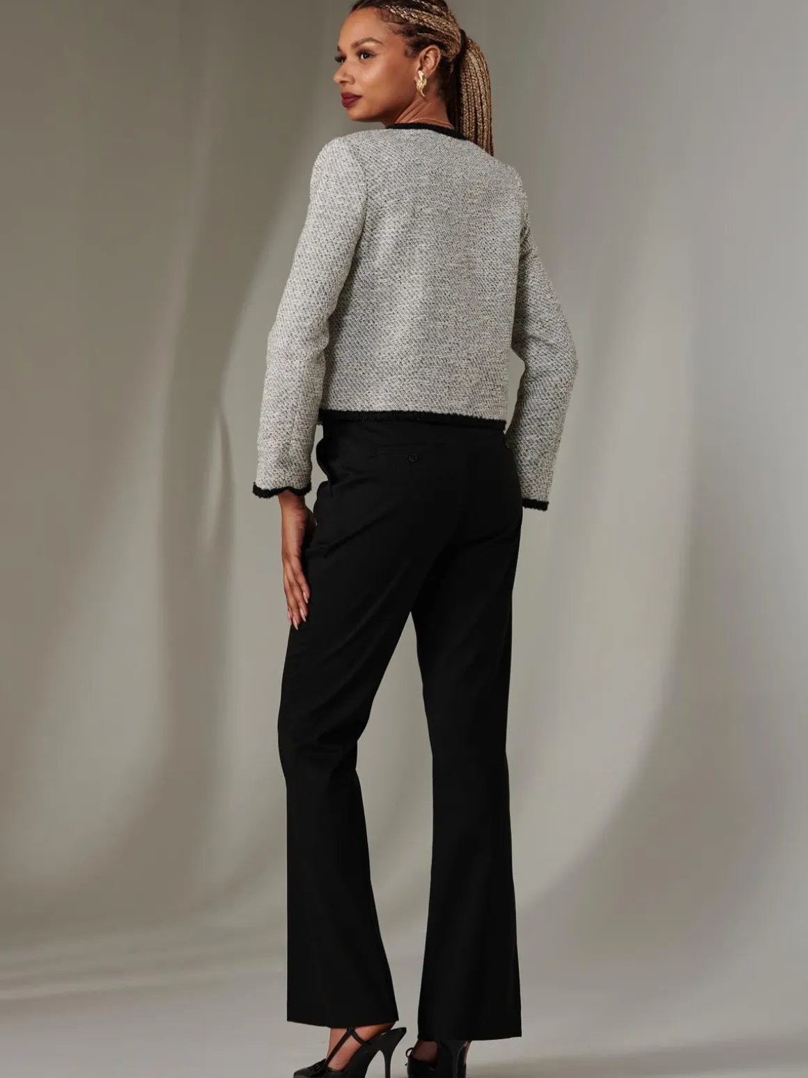 Monochrome Tweed Contrast Jacket