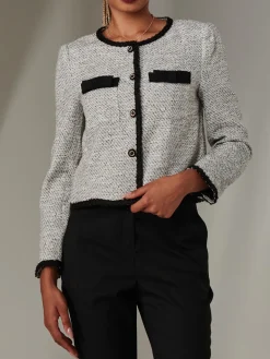 Monochrome Tweed Contrast Jacket