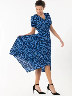 Nana Hanky Hem Dress, Blue Animal
