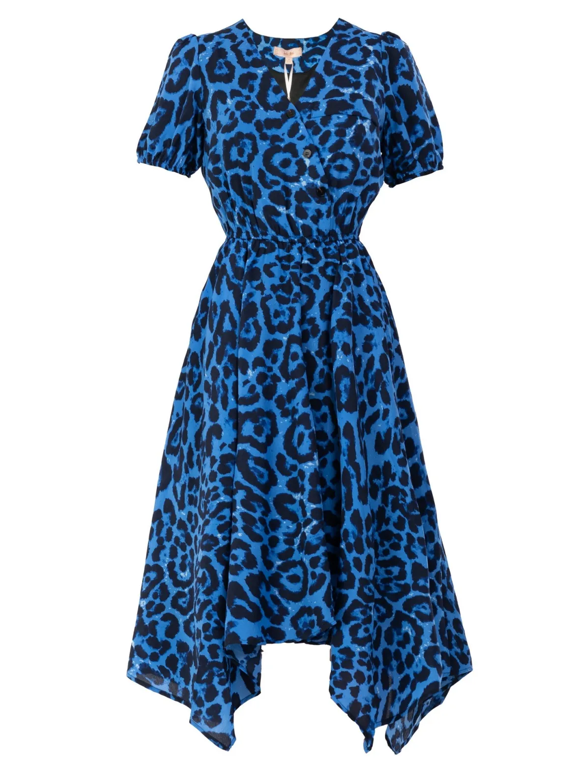 Nana Hanky Hem Dress, Blue Animal