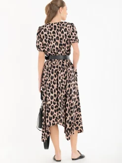 Nana Hanky Hem Dress, Pink Animal