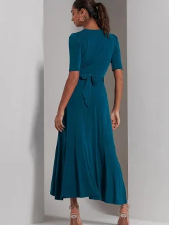 Olana Jersey Frill Hem Maxi Dress, Teal