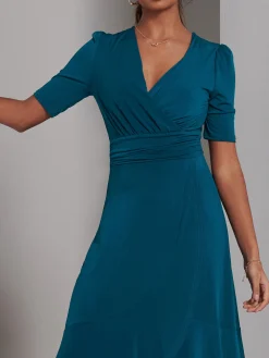 Olana Jersey Frill Hem Maxi Dress, Teal