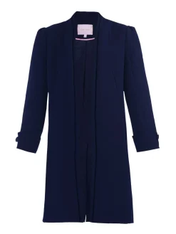 Open Neckline Woven Coat, Navy
