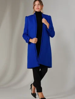 Open Neckline Woven Coat, Royal Blue