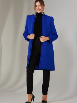 Open Neckline Woven Coat, Royal Blue