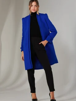 Open Neckline Woven Coat, Royal Blue