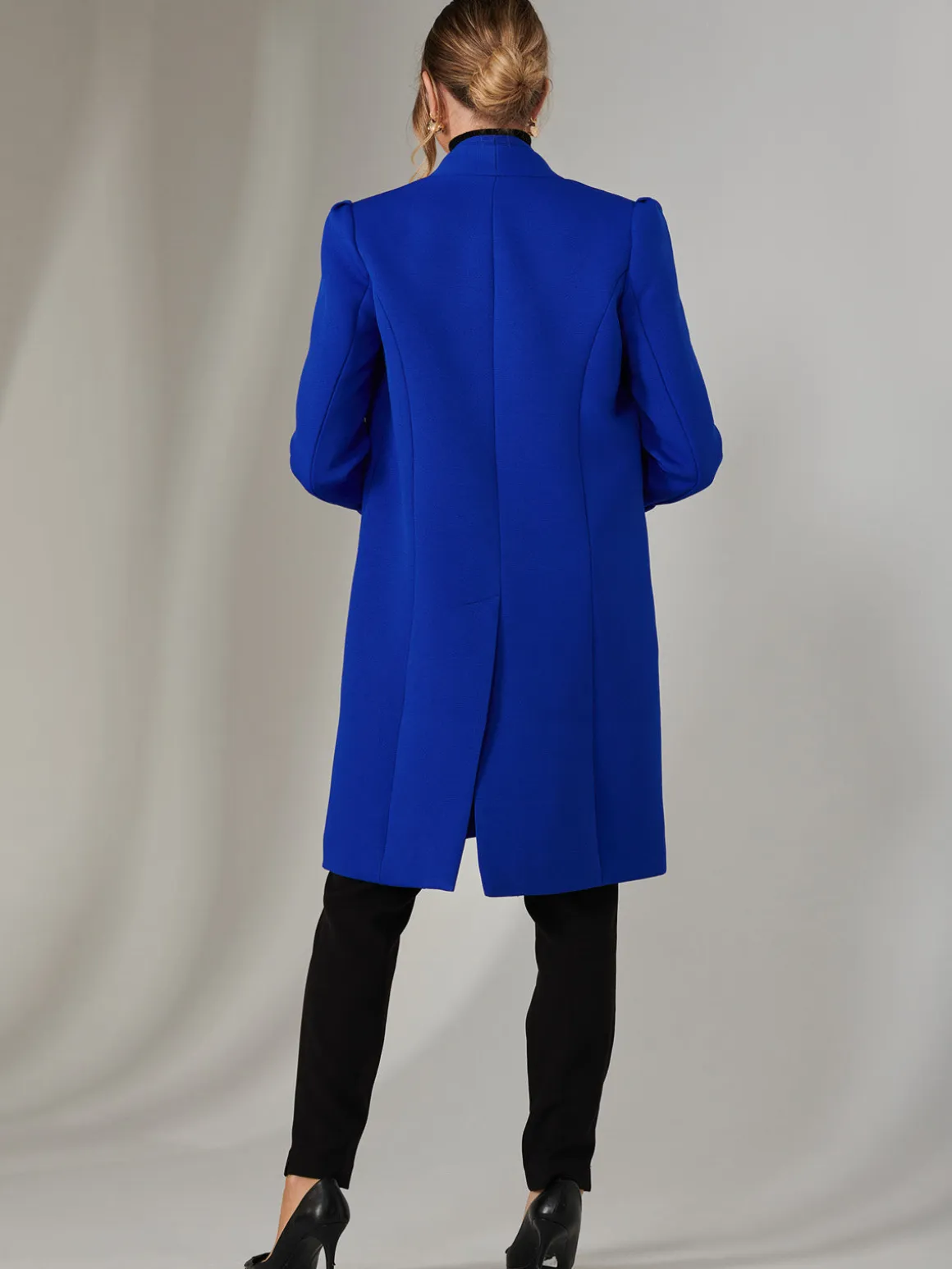 Open Neckline Woven Coat, Royal Blue