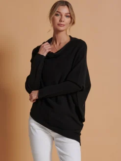 Oversize Asymmetric Knitted Jumper, Black