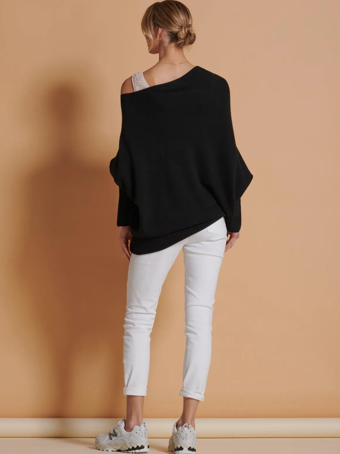 Oversize Asymmetric Knitted Jumper, Black