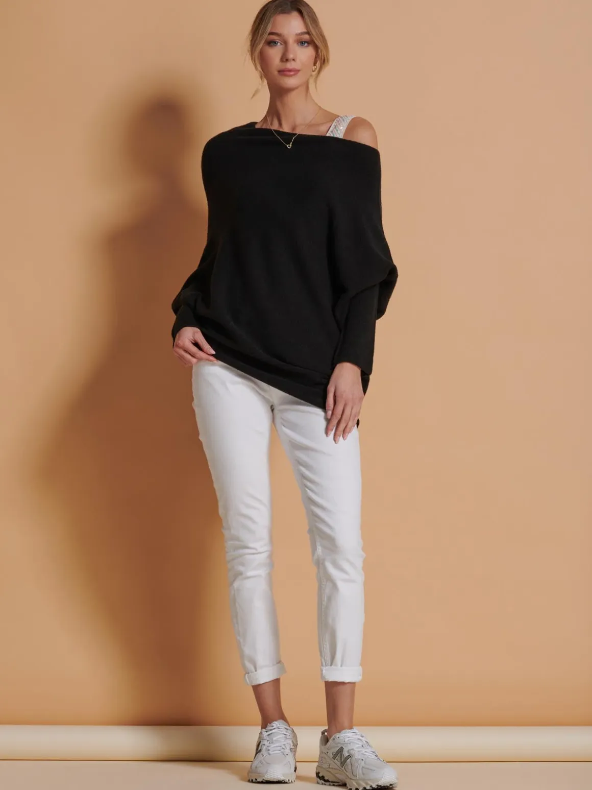 Oversize Asymmetric Knitted Jumper, Black