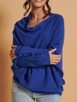Oversize Asymmetric Knitted Jumper, Navy