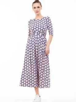 Pauline Sleeved Maxi Dress, Pink Birds