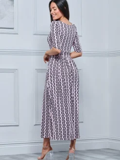 Pauline Sleeved Maxi Dress, Pink Pattern