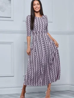 Pauline Sleeved Maxi Dress, Pink Pattern