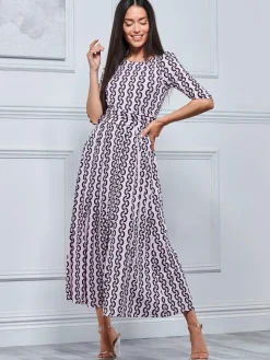 Pauline Sleeved Maxi Dress, Pink Pattern