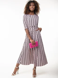 Pauline Sleeved Maxi Dress, Pink Pattern