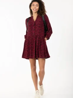 Penele Printed Viscose Shirt Dress, Red Animal