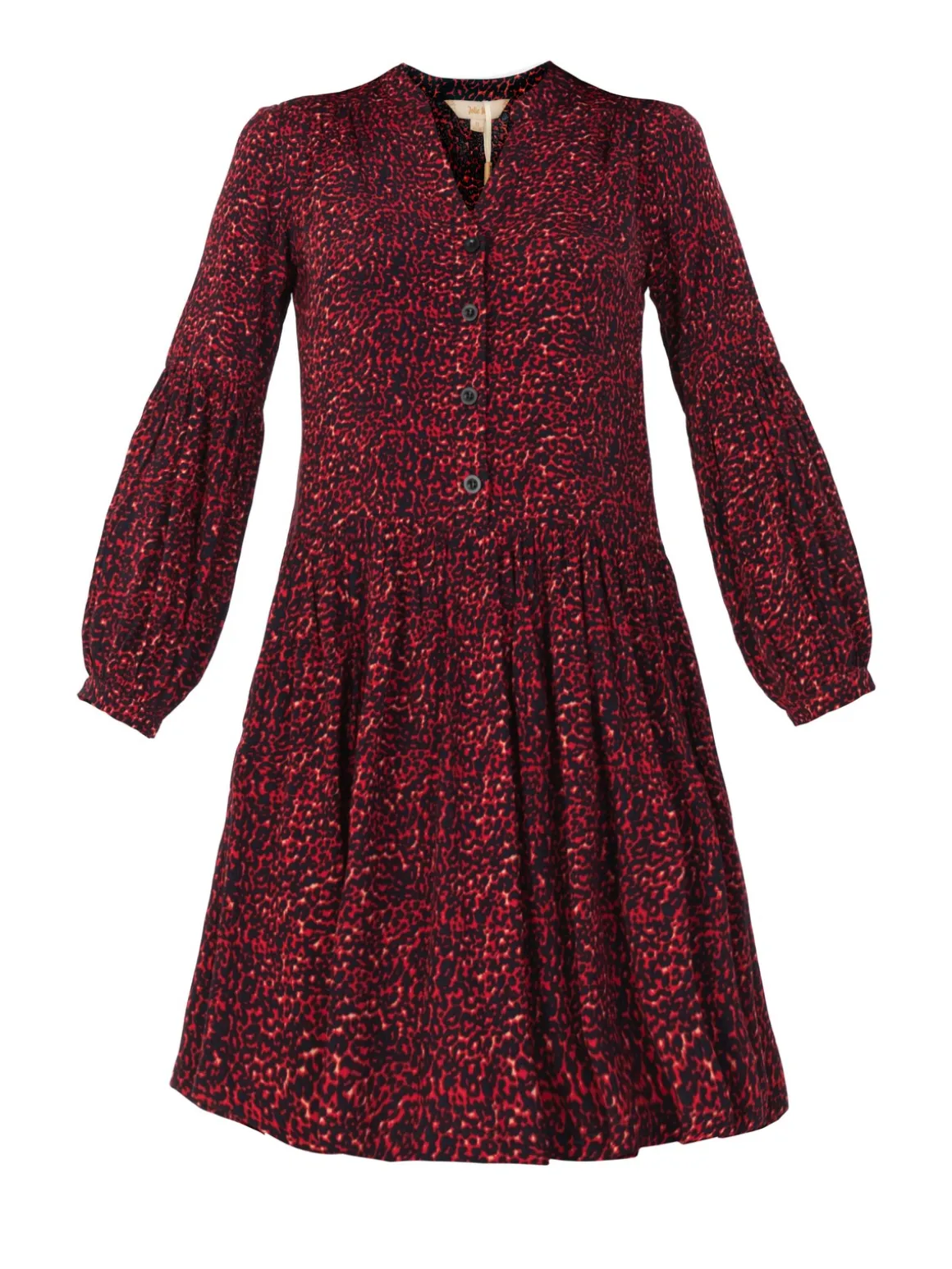 Penele Printed Viscose Shirt Dress, Red Animal