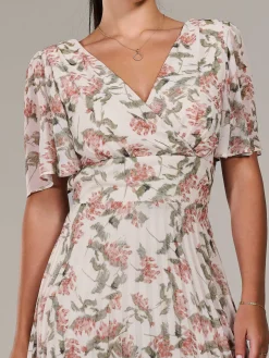 Petite Chiffon Pleated Midaxi Dress, Orange Floral