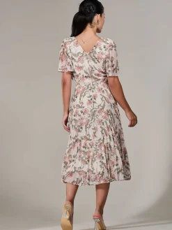 Petite Chiffon Pleated Midaxi Dress, Orange Floral