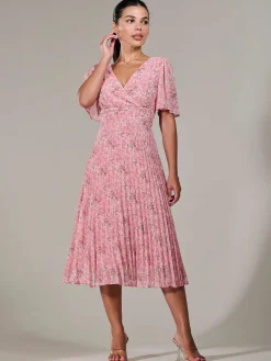 Petite Chiffon Pleated Midaxi Dress, Pink Floral