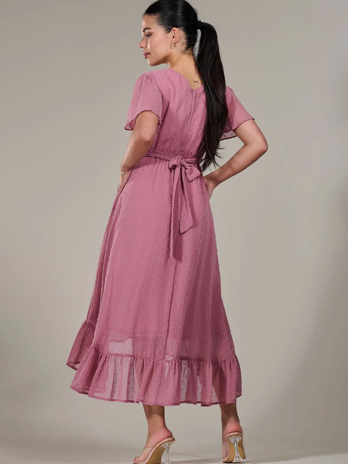 Petite High-Low Midaxi Dress, Dusty Pink