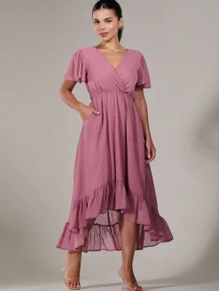 Petite High-Low Midaxi Dress, Dusty Pink