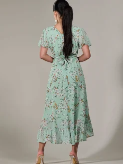 Petite High-Low Midaxi Dress, Green Floral