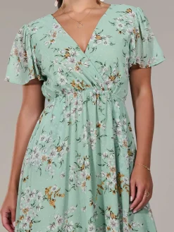Petite High-Low Midaxi Dress, Green Floral