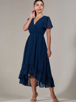 Petite High-Low Midaxi Dress, Navy