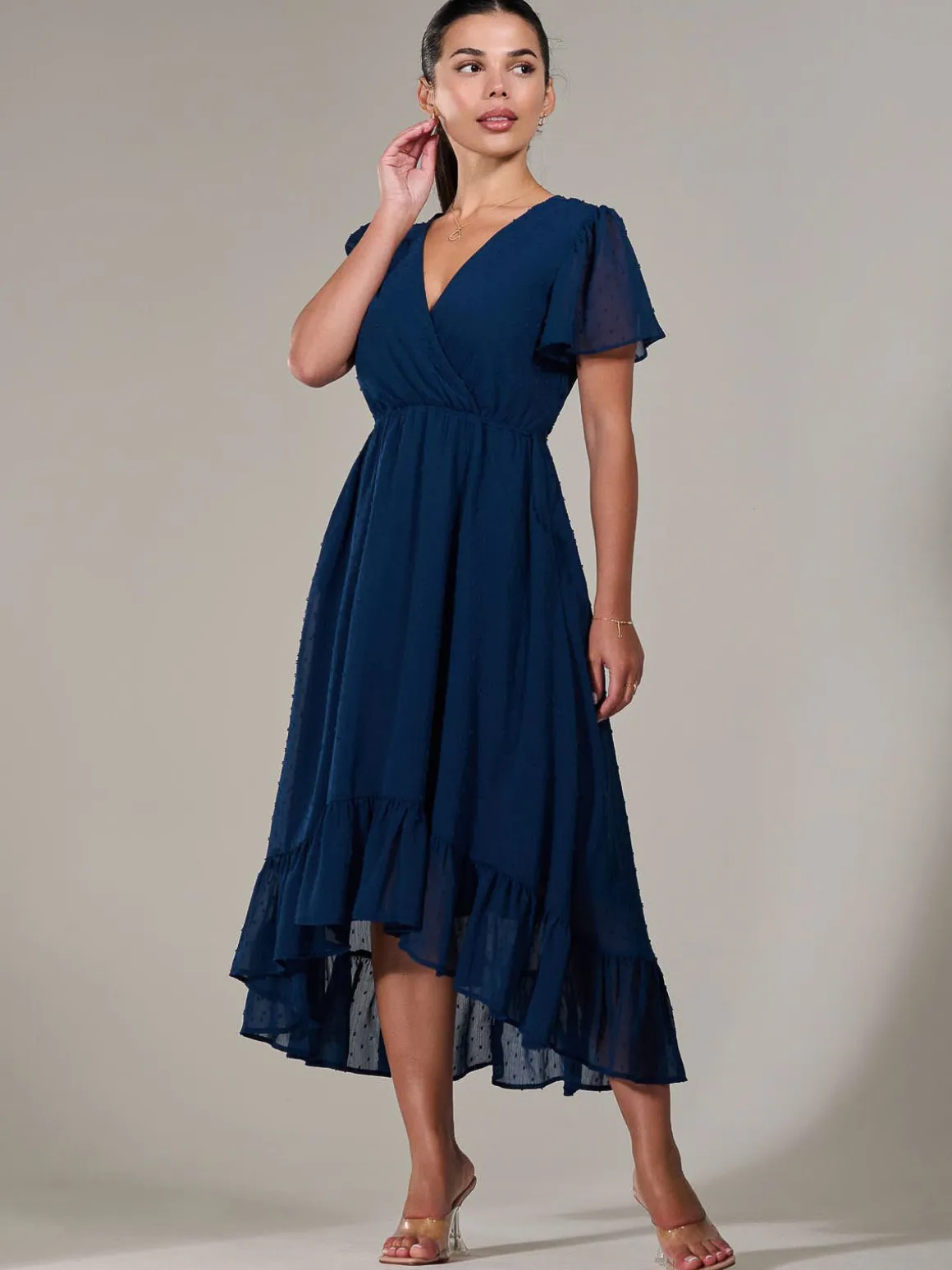 Petite High-Low Midaxi Dress, Navy