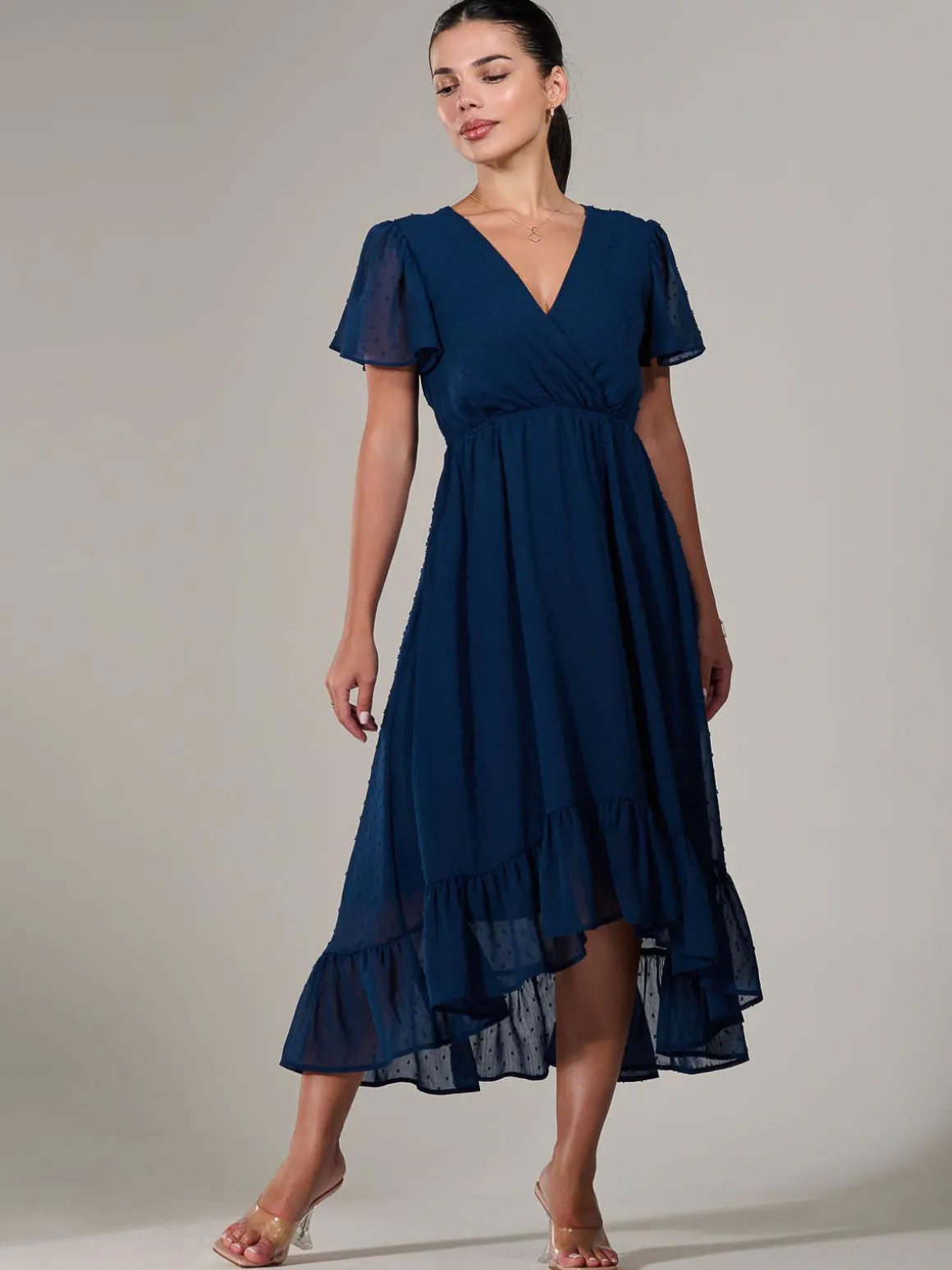 Petite High-Low Midaxi Dress, Navy