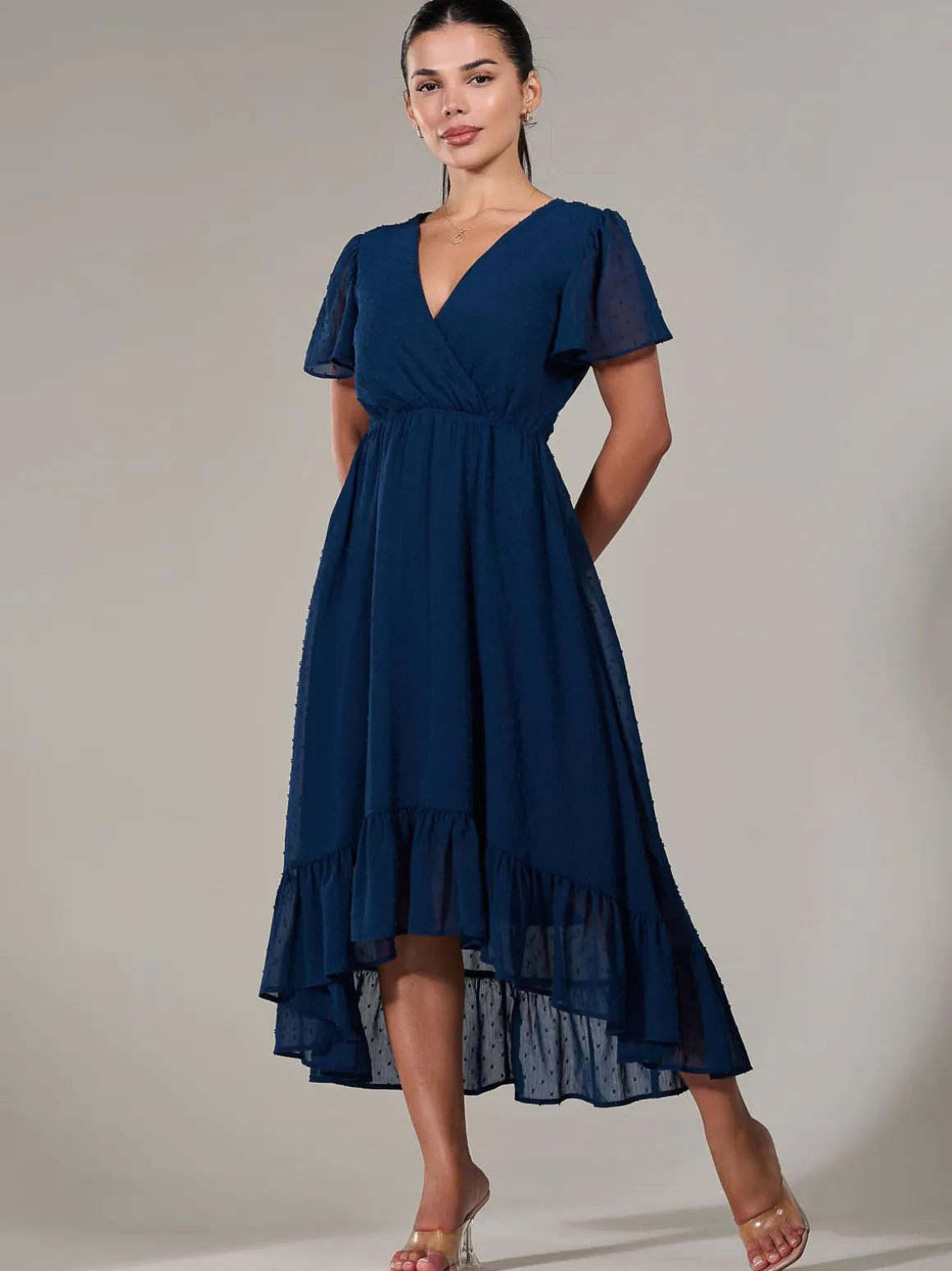 Petite High-Low Midaxi Dress, Navy