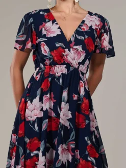 Petite High-Low Midaxi Dress, Navy Floral