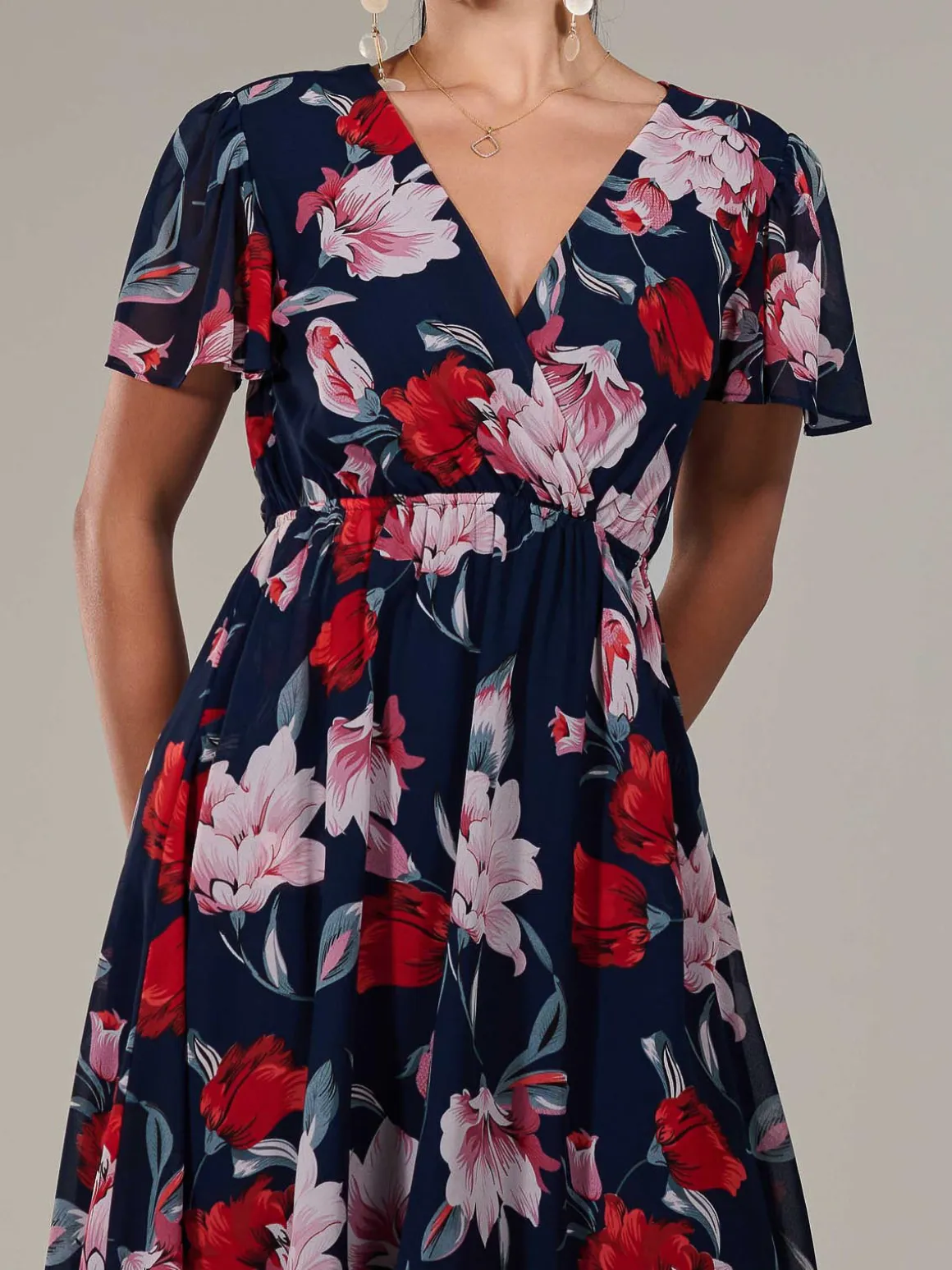 Petite High-Low Midaxi Dress, Navy Floral