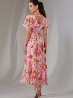 Petite High Low Midaxi Dress, Pink Floral