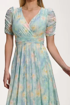 Petite Mesh Print Dip Hem Maxi Dress, Green Multi
