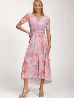 Petite Mesh Print Dip Hem Maxi Dress, Purple Multi