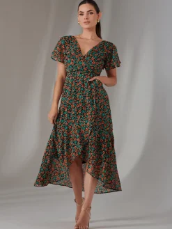 Petite Midaxi Dress, Black Multi