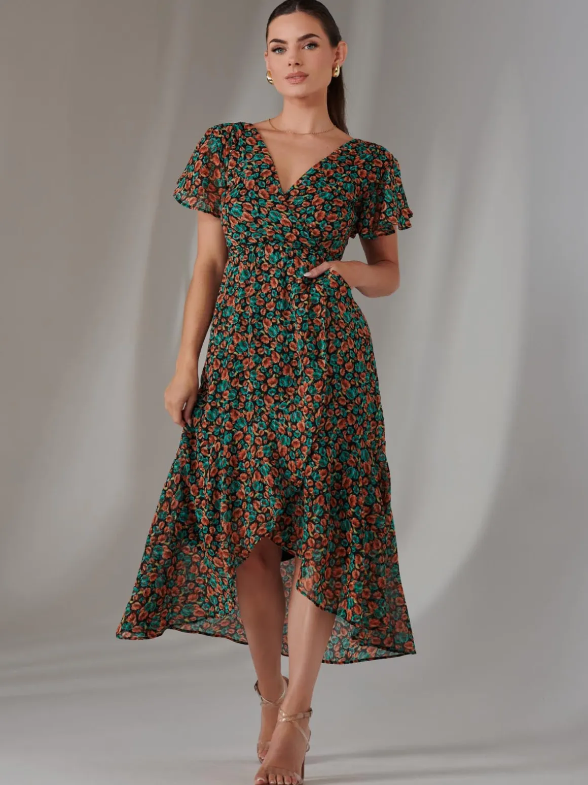 Petite Midaxi Dress, Black Multi