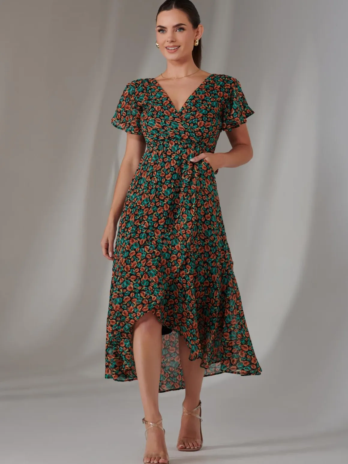 Petite Midaxi Dress, Black Multi
