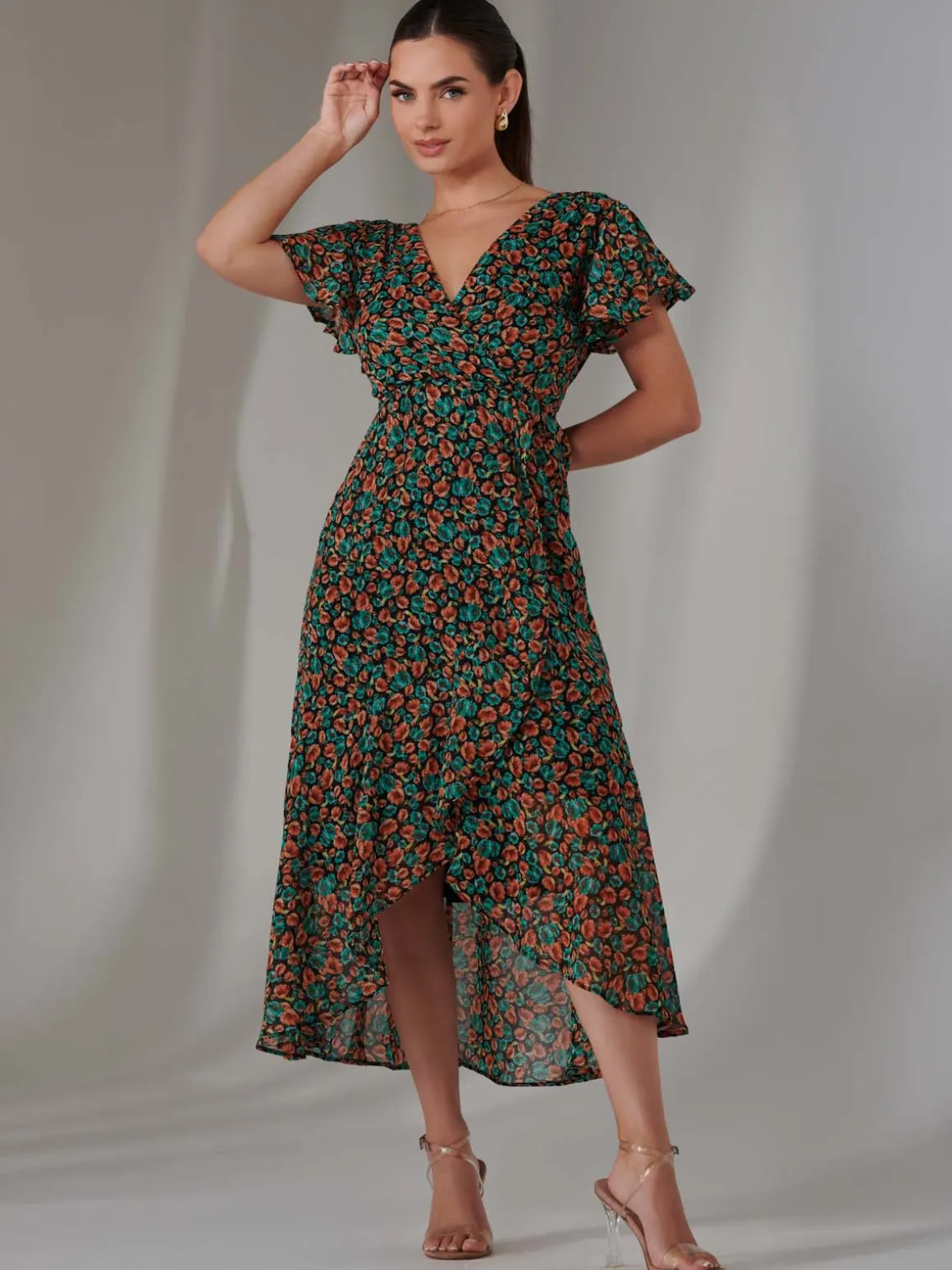 Petite Midaxi Dress, Black Multi