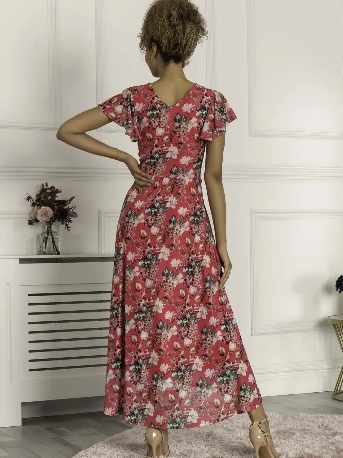 Piper Dip Hem Mesh Maxi Dress, Hot Pink